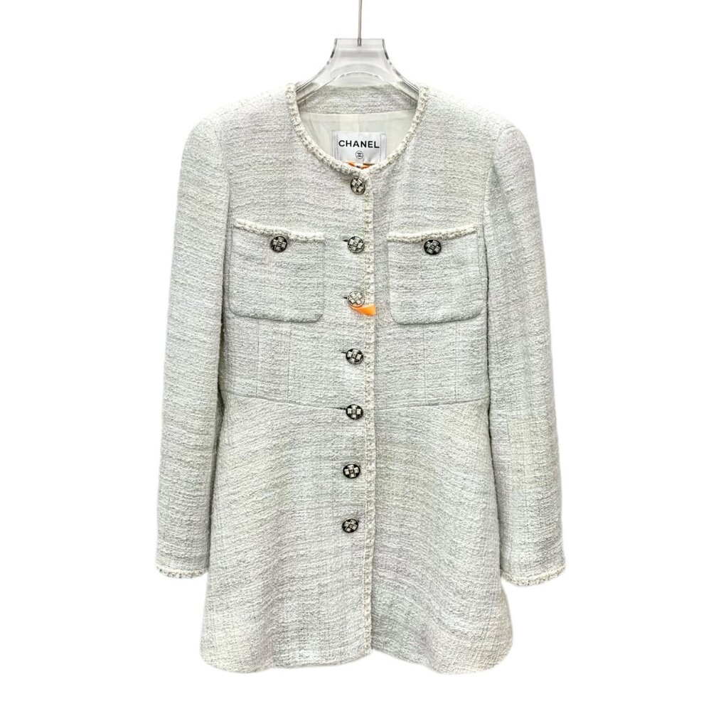 Chanel white cotton tweed jacket